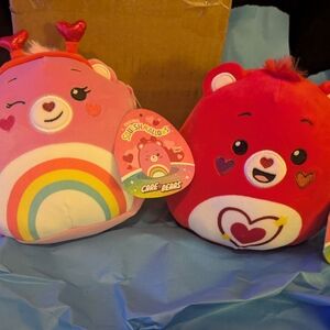 Squishmallows Care Bears Plush Duo - Pink and Red $25 For The Set Paid $16 Each